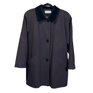 Vtg Forecaster of Boston Wool Blend Swing Coat Brown Size 10 Velvet Trim USA